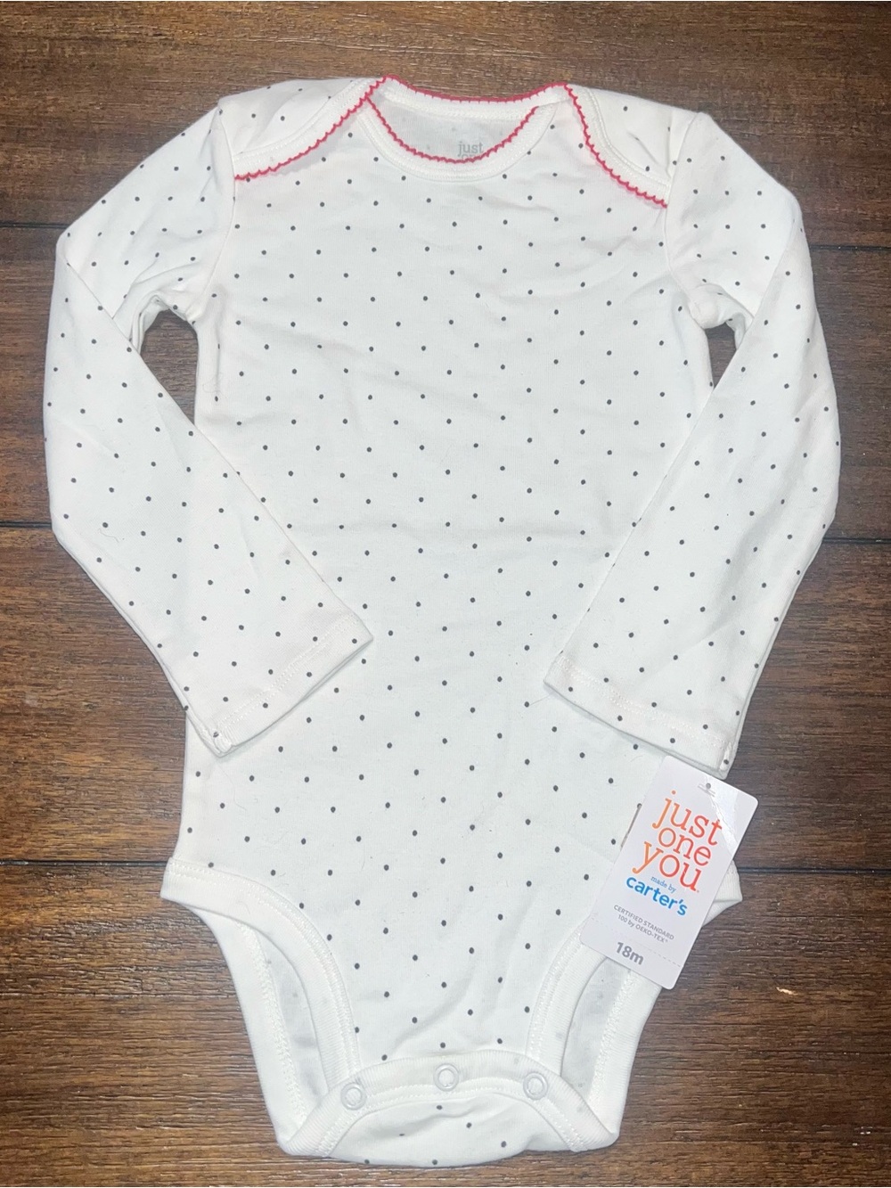 Carter's Just One You White Polka Dot Long-Sleeve One-Piece